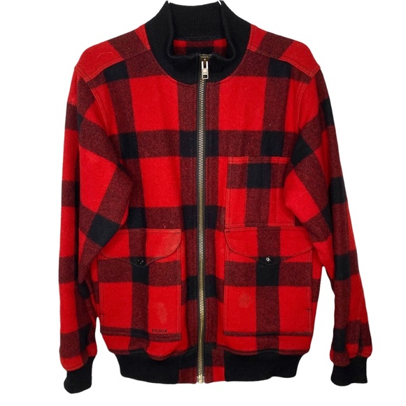 Filson Other - Filson Duwamish Wool Bomber Jacket Mens Medium Red Plaid Check Wool Made in USA